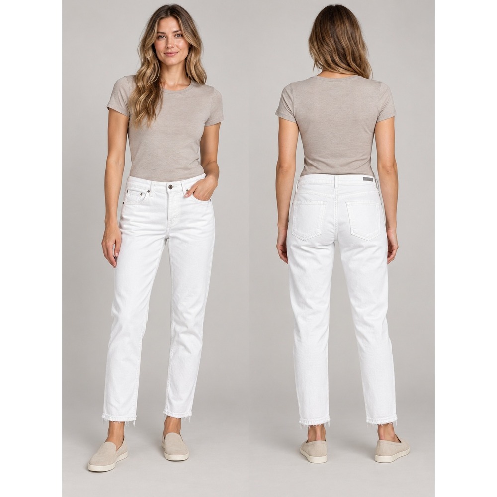 Citizens of Humanity Emerson Slim Boyfriend Jeans Womens 29 White Raw Hem